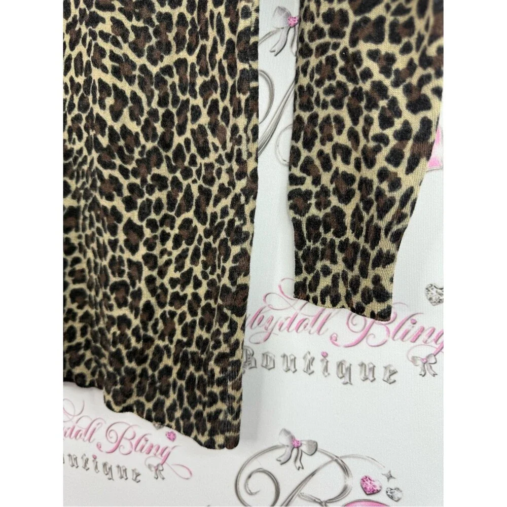 J. Crew merino wool top Leopard Print Crewneck Sweater in Black and Tan